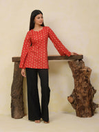 Ruby Red Printed Short Kurti