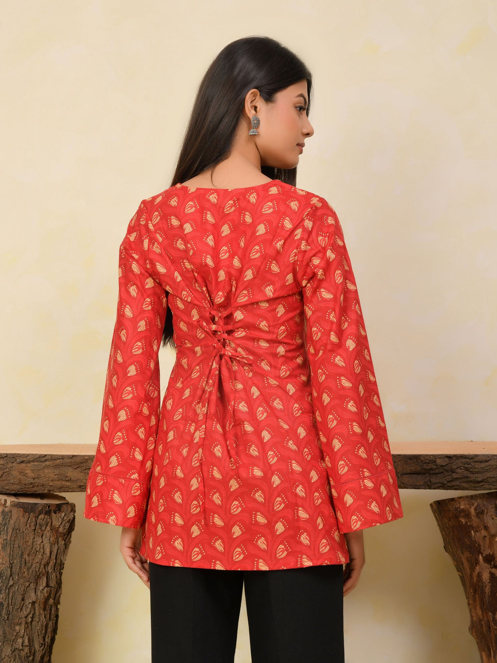 Ruby Red Printed Short Kurti