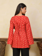 Ruby Red Printed Short Kurti