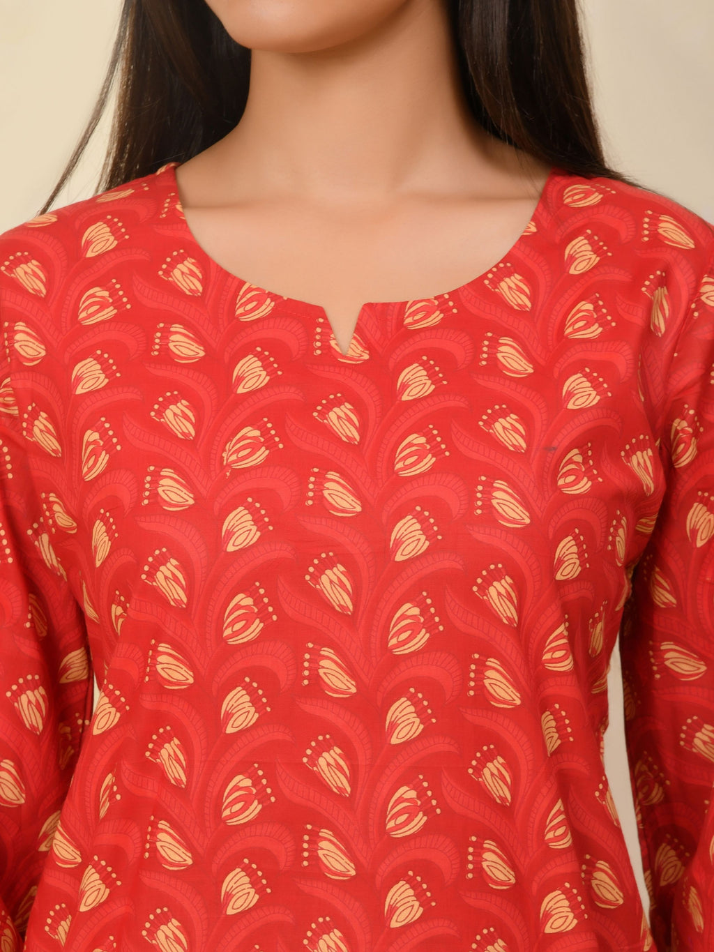 Ruby Red Printed Short Kurti