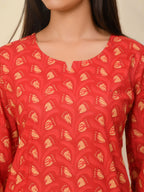 Ruby Red Printed Short Kurti