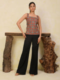 Rust Ajrakh Printed Backless Cotton Top
