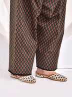 Dark Green Ajrakh Printed Kurta with Farshi Salwar Set