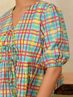 Front Open Puff Sleeve Cotton Top