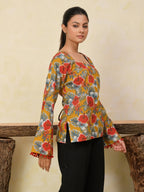 Printed Cotton Bell Sleeve Short Kurti
