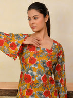 Printed Cotton Bell Sleeve Short Kurti
