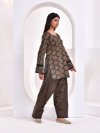 Dark Green Ajrakh Printed Kurta with Farshi Salwar Set