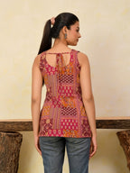 Sleeveless Printed Cotton Short Kurti