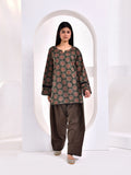 Dark Green Ajrakh Printed Kurta with Farshi Salwar Set