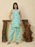 Sky Blue Printed Cotton Farshi Salwar Set