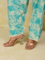 Sky Blue Printed Cotton Farshi Salwar Set