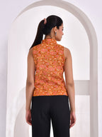 Sunset Paisley Printed Sleeveless Cotton Top