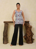 Ivory Paisley Printed Sleeveless Short Kurti
