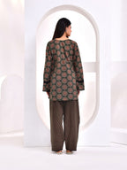 Dark Green Ajrakh Printed Kurta with Farshi Salwar Set