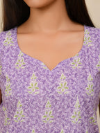 Lavender Printed Sleeveless Short Kurti