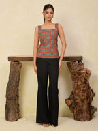 Rust Ajrakh Printed Backless Cotton Top