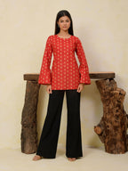 Ruby Red Printed Short Kurti