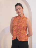 Sunset Paisley Printed Sleeveless Cotton Top