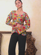 Printed Cotton Bell Sleeve Short Kurti