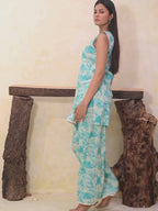 Sky Blue Printed Cotton Farshi Salwar Set