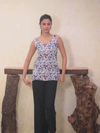 Ivory Paisley Printed Sleeveless Short Kurti