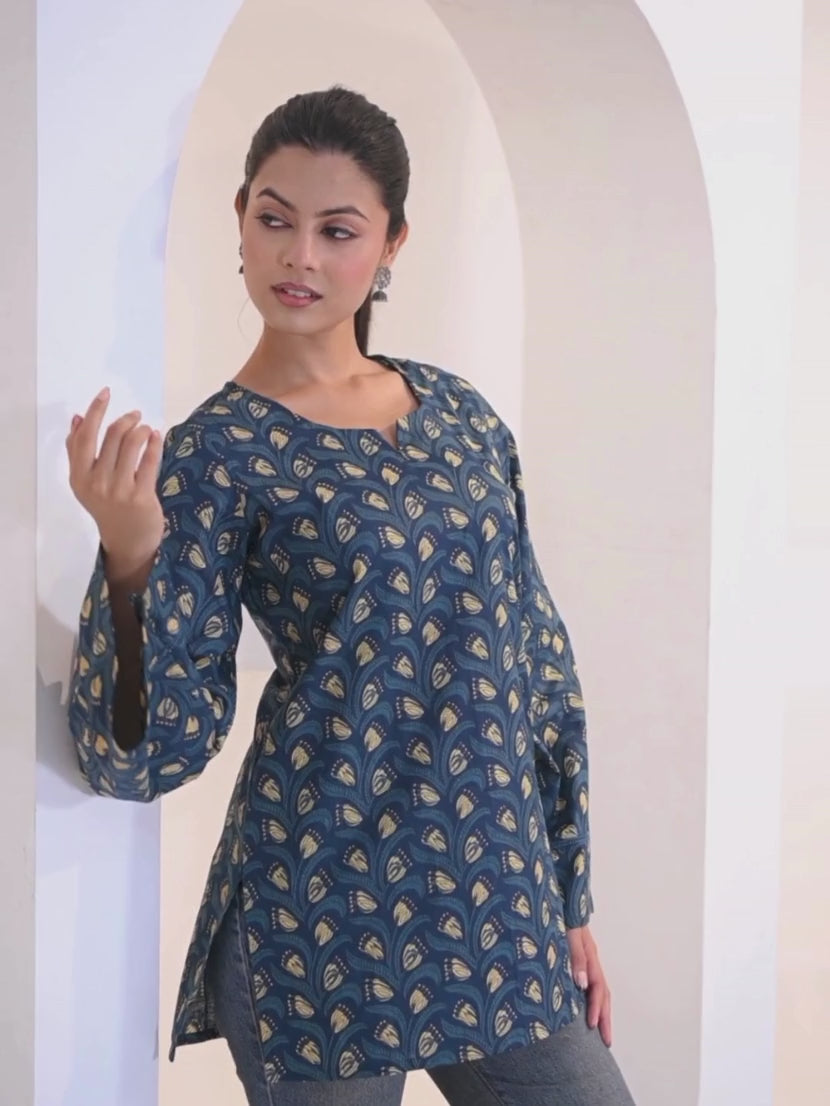 Indigo Printed Short Kurti